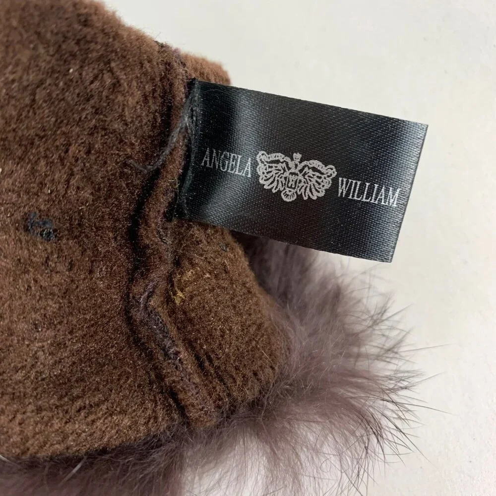 Set of Two Angela William Touchscreen Winter Gloves Faux Fur Trim Black + Brown